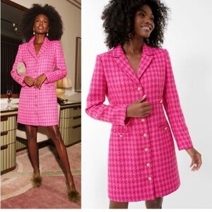 Pomander Place Pink Houndstooth Mini Dress